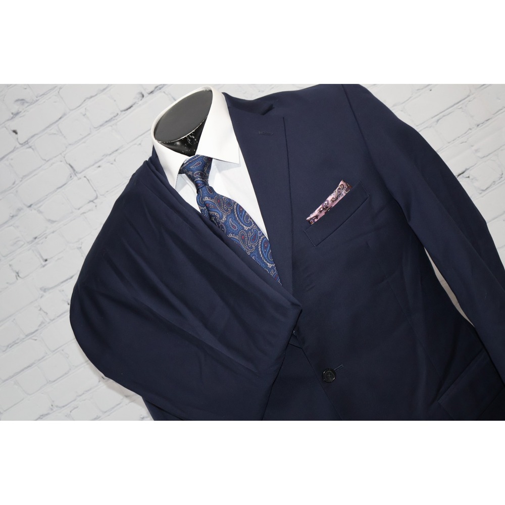 Jos. A. Bank Wool Suit Mens Jacket 42 L Navy Blue 2BTN FLAT Pants 36x34